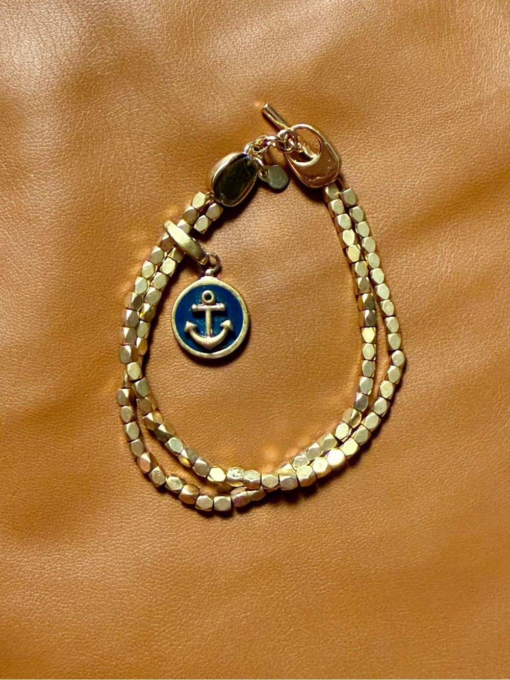 Spartina 449 Gold Tone Anchor Bracelet Coastal Nautical Toggle